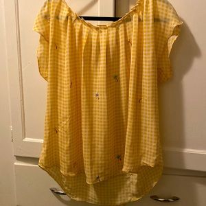 Lauren Conrad yellow gingham short sleeved blouse XXL